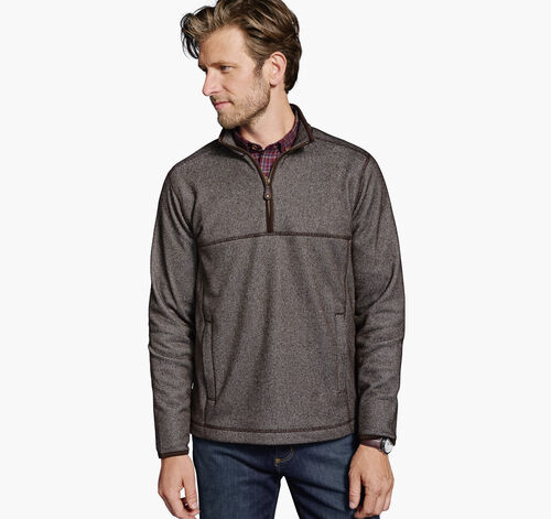 Textured Fleece Quarter-Zip - Brown