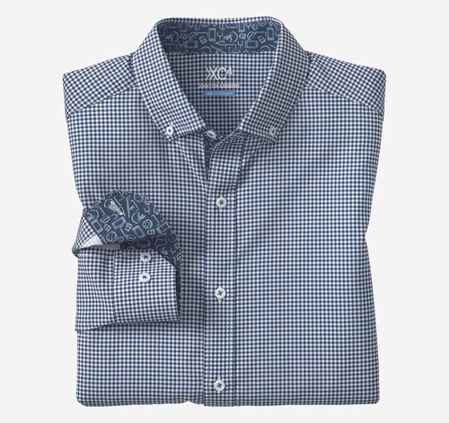 Game Day Long-Sleeve Gingham Shirt - Navy