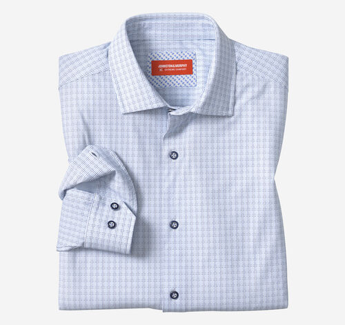 XC+&trade; Motion Long-Sleeve Dress Knit Shirt - White/Navy Grid