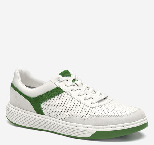 Dawson Moc Toe U-Throat - White Full Grain/Green Suede
