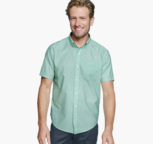 Printed Short-Sleeve Shirt - Mint/Navy Bar