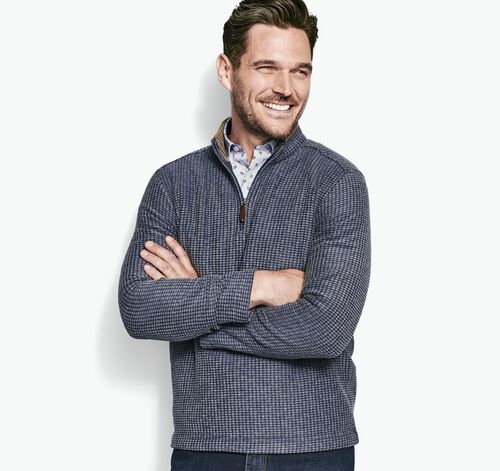 Waffle Quarter Zip - Blue