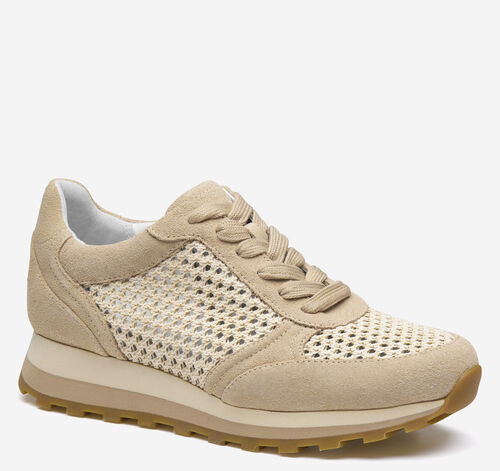 Piper Crochet Lace-Up - Sand Suede/Crochet