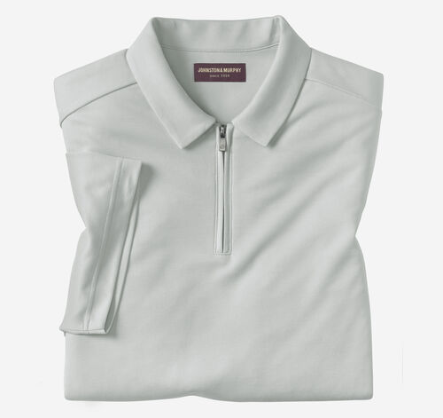 Vintage Birdseye Zip Polo - Light Gray