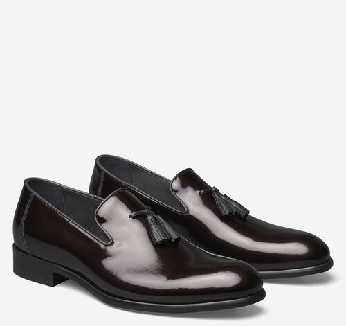 Highland Tassel Slip-On Loafer - Burgundy Italian Textured Patent