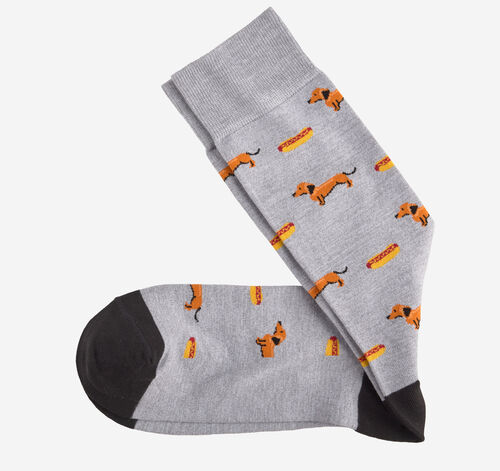 Novelty Socks - Light Gray Hot Dog