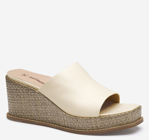Mallory Slide Wedge - Bone Nappa Leather