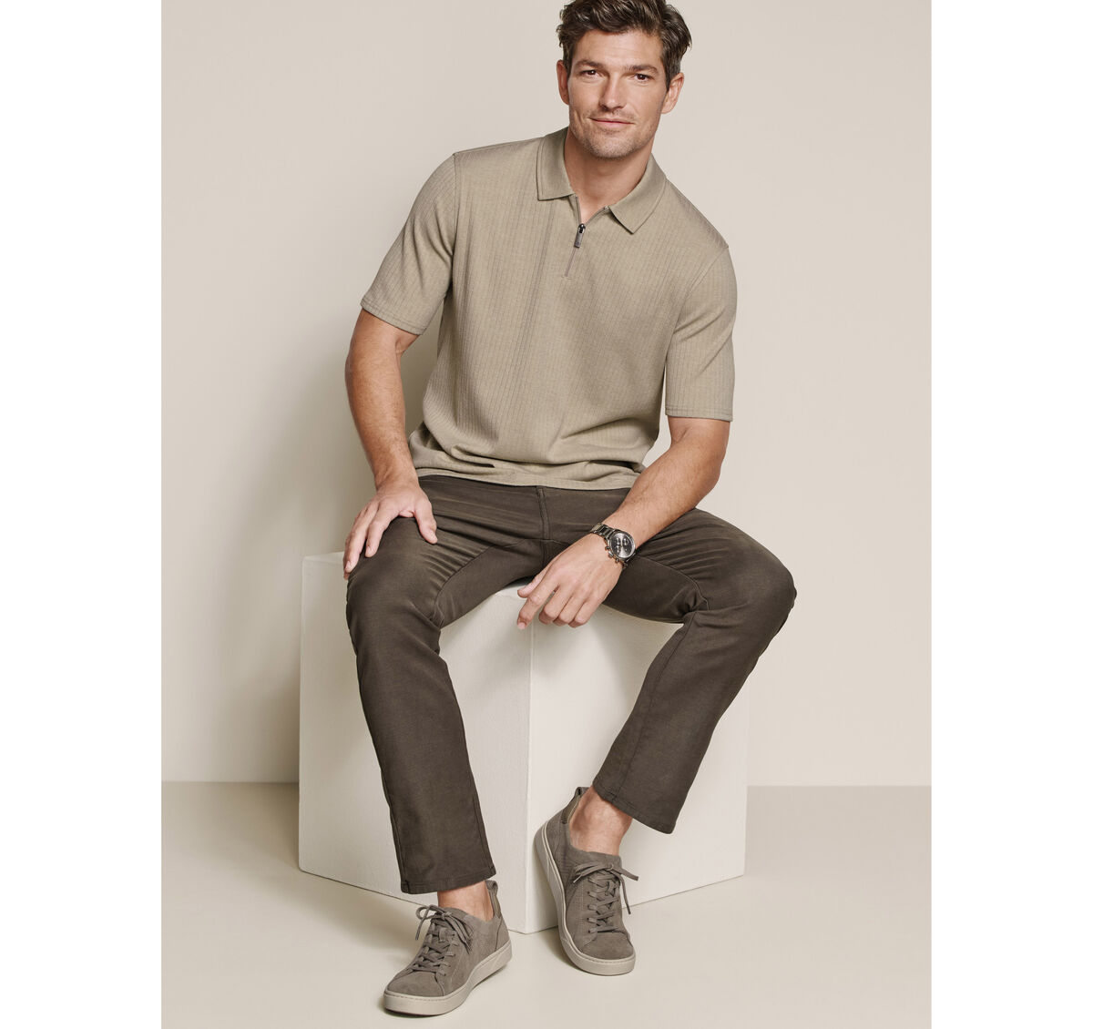 Finn Ribbed Zip Polo image number null