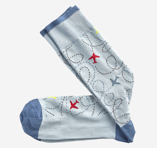 Novelty Socks - Light Blue Flying Plane