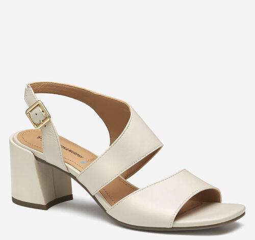 Everly Asymmetrical Sandal - Bone Glove Leather