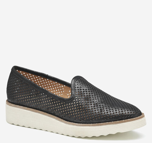 Mitzi Perfed Venetian - Black Metallic Kid Suede