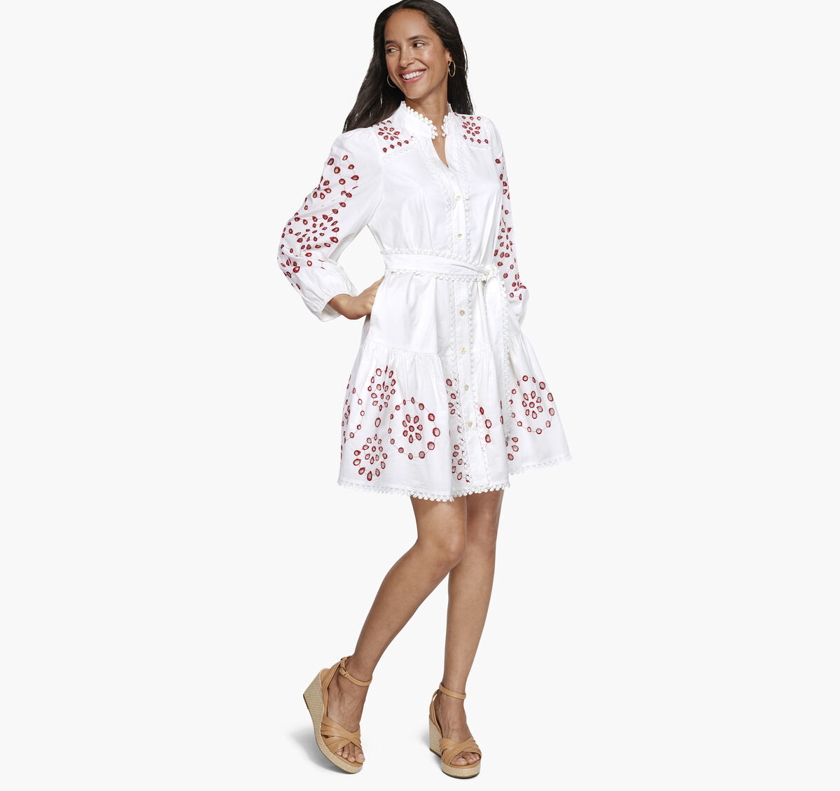 Game Day Button-Front Eyelet Dress image number null