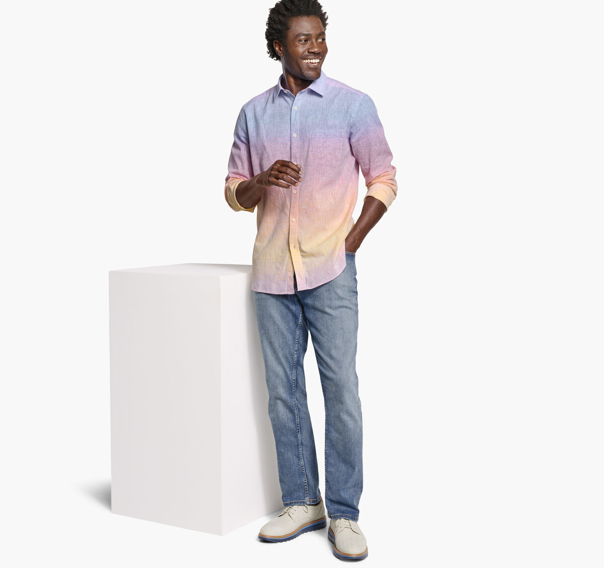 Washed Linen-Blend Shirt image number null