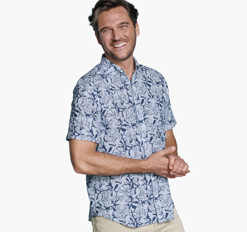 Hampton Short-Sleeve Shirt - Blue Hibiscus