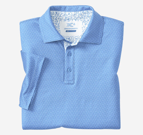 Game Day Goal Post Print Polo - Light Blue