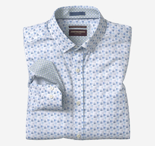 Printed Cotton Shirt - White/Gray Shadow Box
