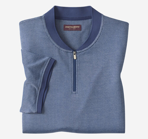 Jacquard Zip Polo - Blue/White Hexagon