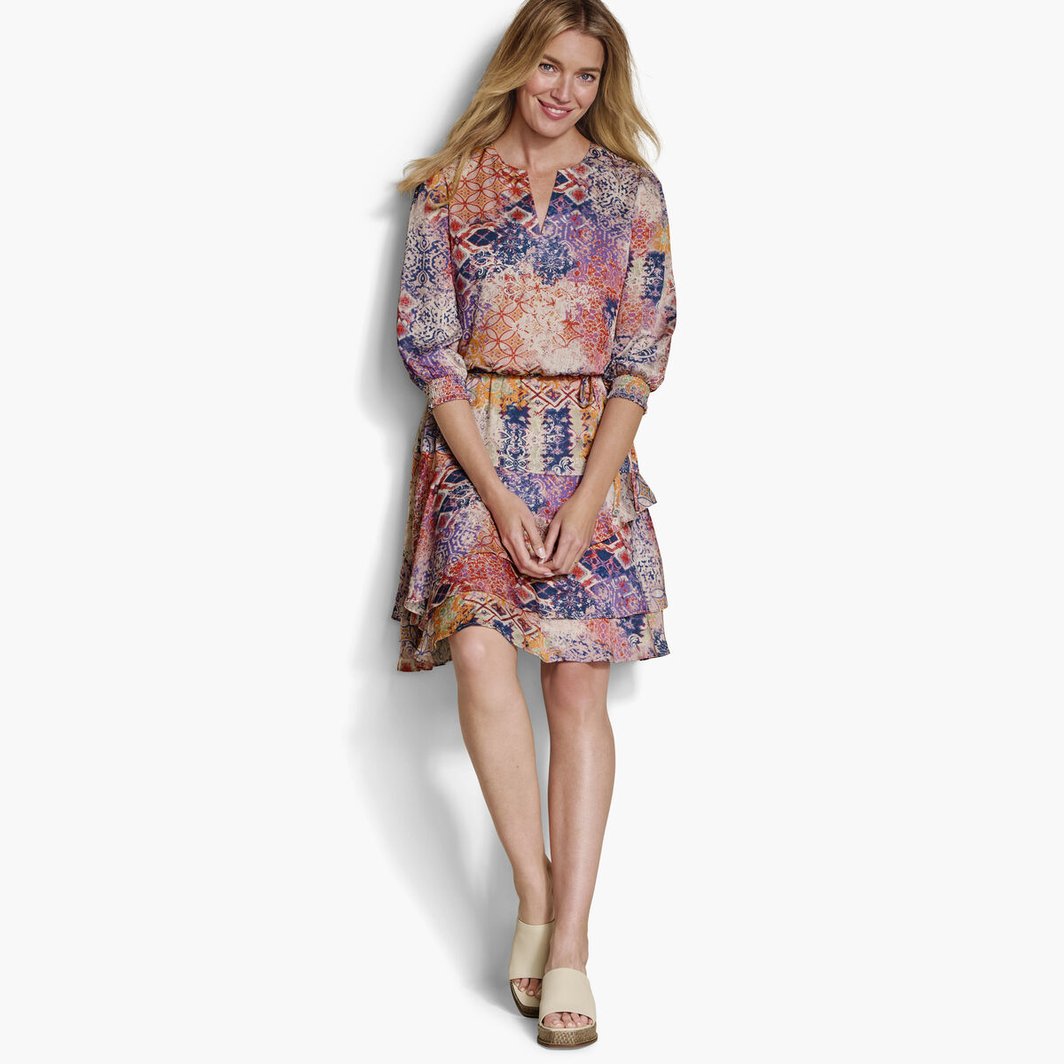 Printed Tiered Dress image number null