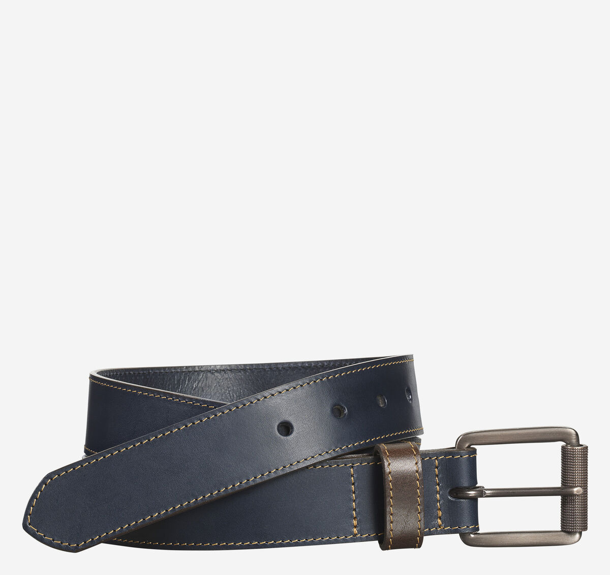 Contrast Stitch Leather Belt image number null