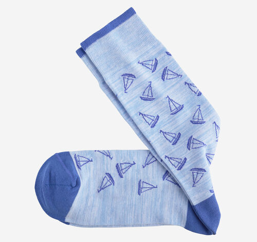 Space Dyed Socks - Light Blue Sailboats