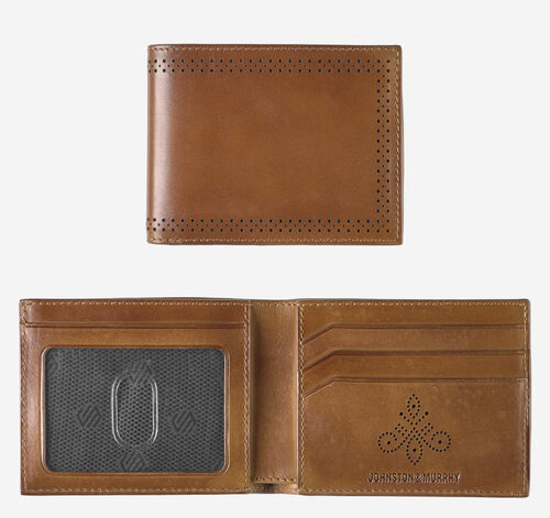 Hudson Perforated Billfold - Brown Burnished