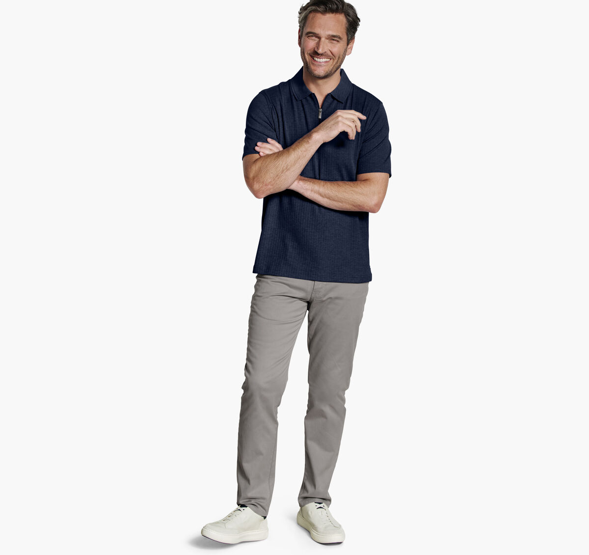 Finn Ribbed Zip Polo image number null