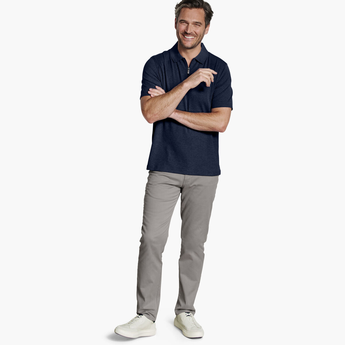 Finn Ribbed Zip Polo image number null