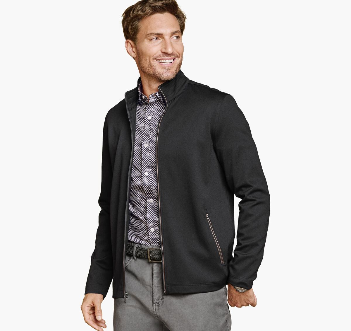 Textured Solid Full Zip image number null