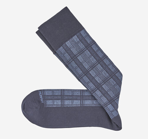Patterned Dress Socks - Navy Windowpane