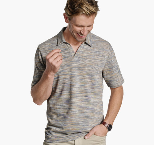 Sedona V-Neck Polo - Tan Striated