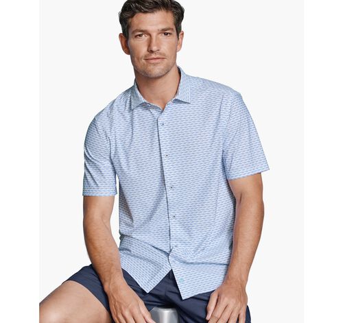 XC+&trade; Motion Short-Sleeve Print Knit Shirt - White/Blue Shark