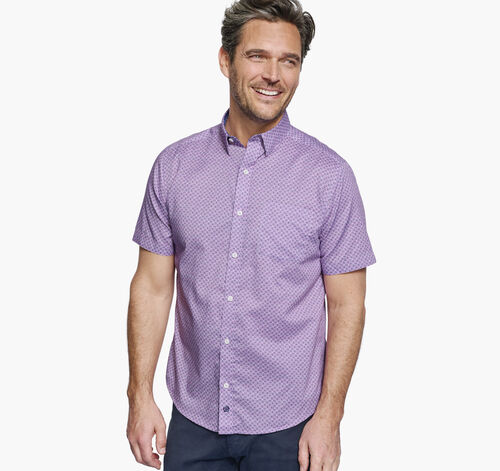 Printed Short-Sleeve Shirt - Pink/Navy Fan