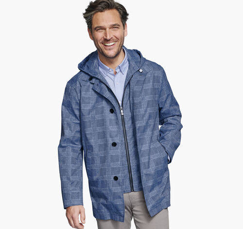 Upton Water-Resistant Raincoat - Blue Plaid