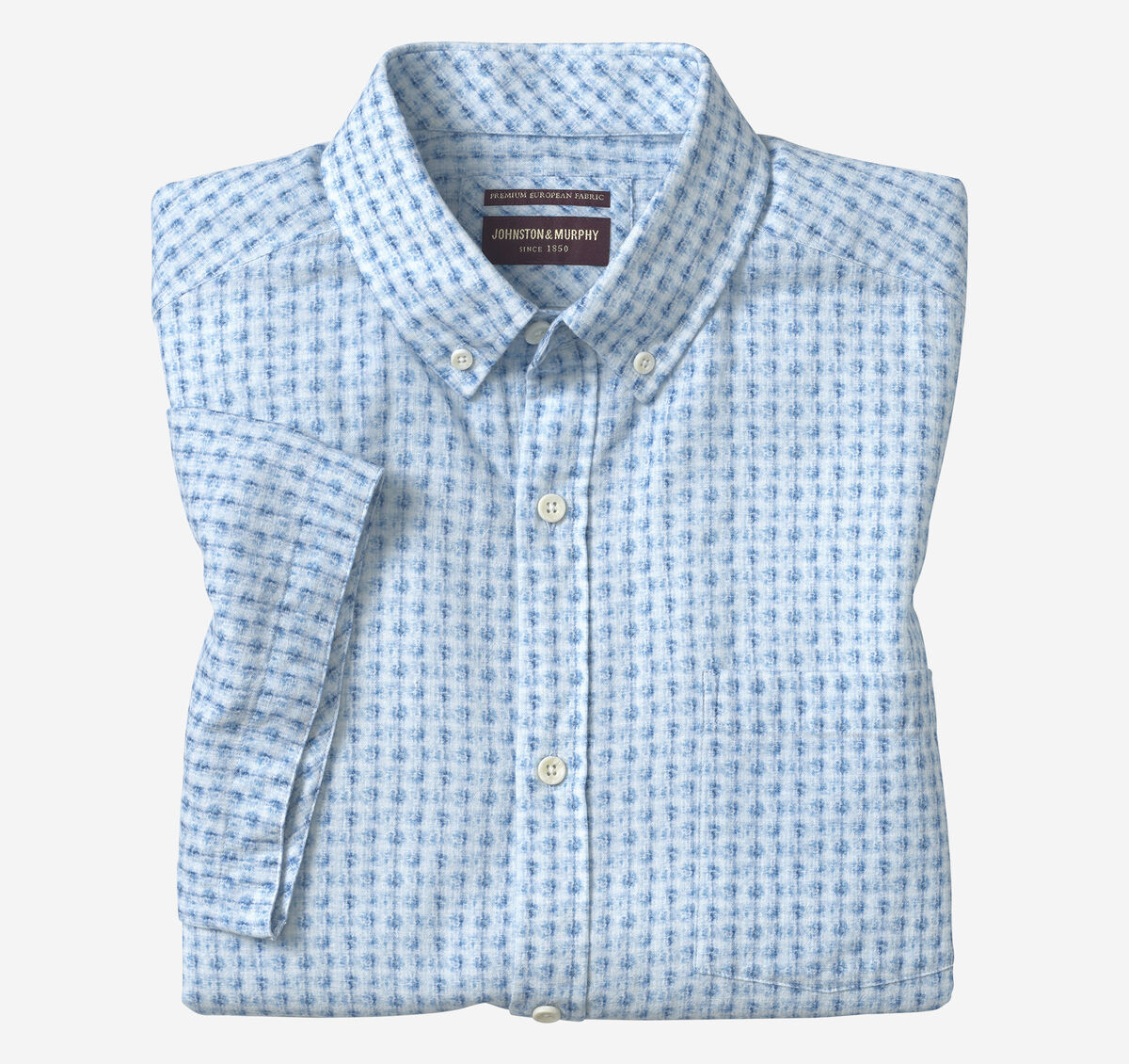 Cotton-Linen Short-Sleeve Print Shirt image number null