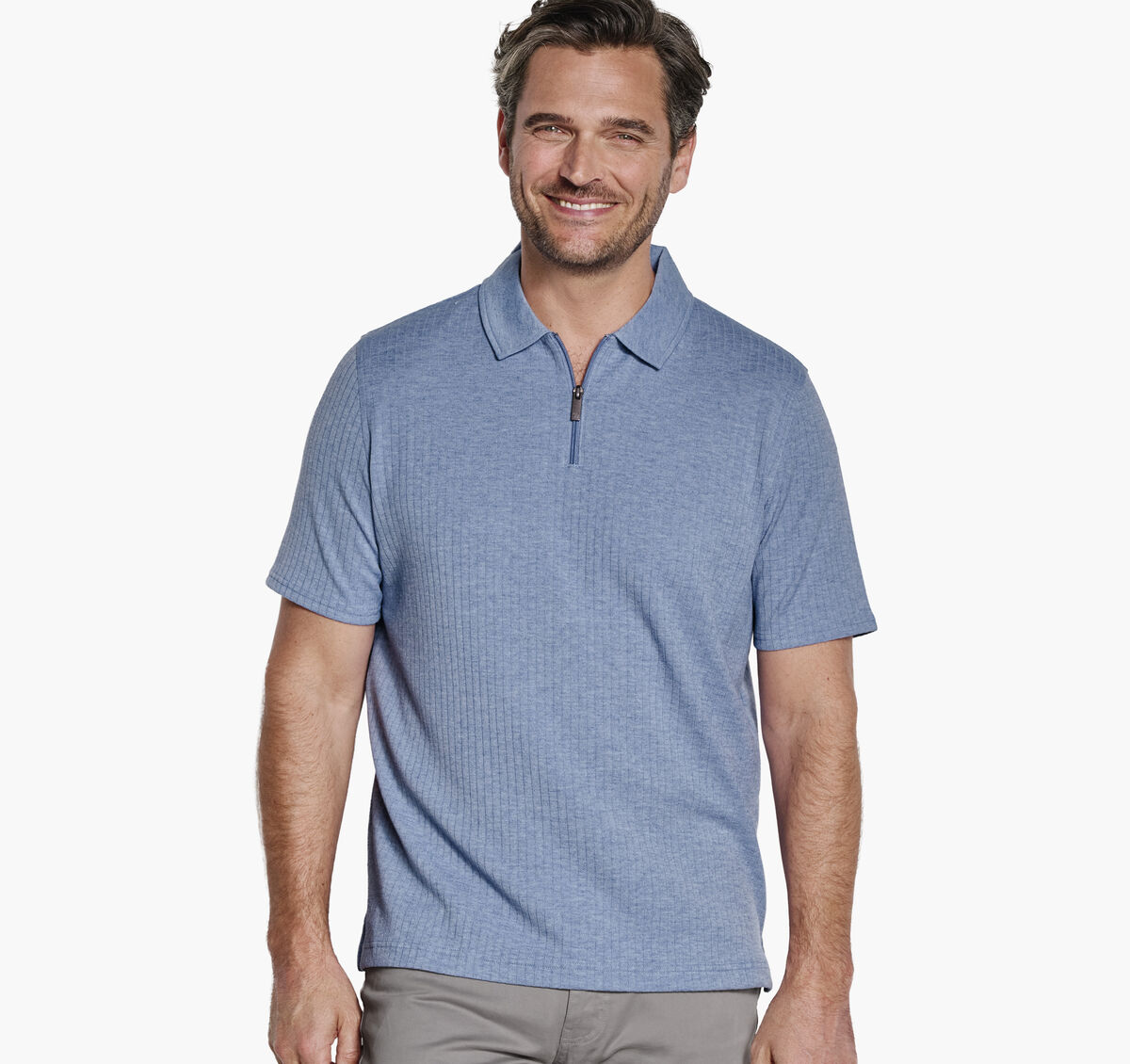 Finn Ribbed Zip Polo image number null