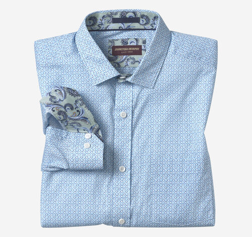 Printed Cotton Shirt - Blue Diamond