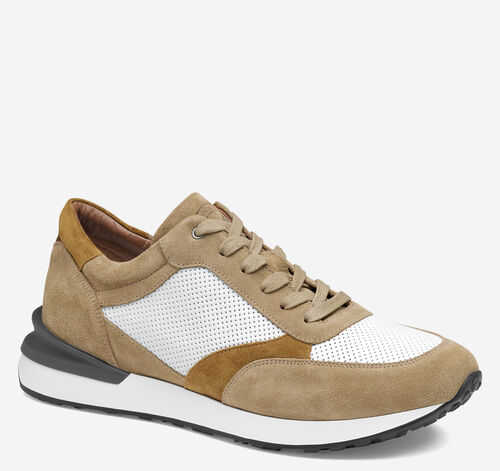 Briggs Perfed Lace-Up - Taupe/Brown/White Italian Suede/Calf