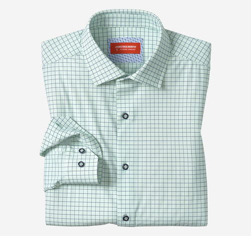 XC+&trade; Motion Long-Sleeve Dress Knit Shirt - Green Windowpane