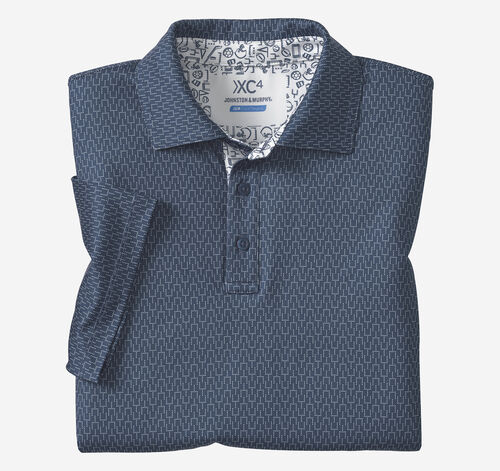 Game Day Goal Post Print Polo - Navy