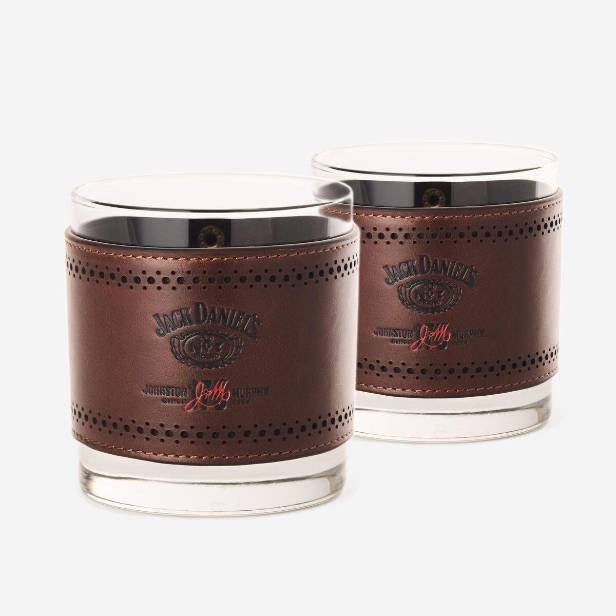 &nbsp;Jack Daniel&rsquo;s x J&M 175th Leather-Wrapped Rocks Glass Set image number null