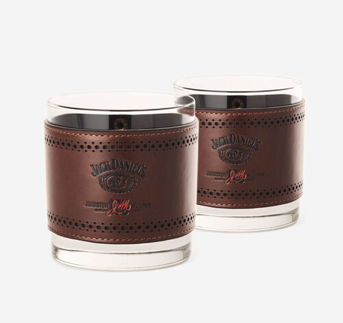 &nbsp;Jack Daniel&rsquo;s x J&M 175th Leather-Wrapped Rocks Glass Set - Brown