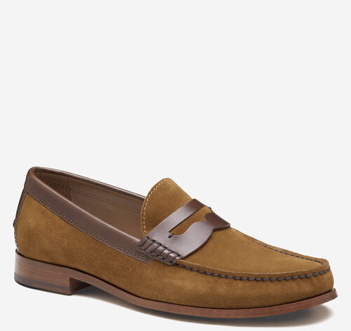 Baldwin Penny Loafer - Snuff Waxed English Suede/Brown Full Grain Leather