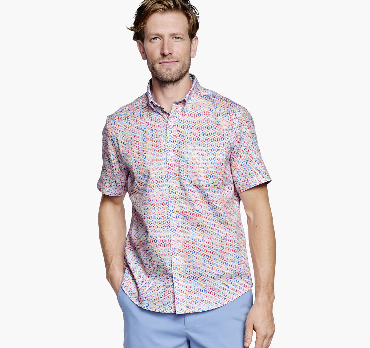 Textured Cotton Short-Sleeve Shirt image number null