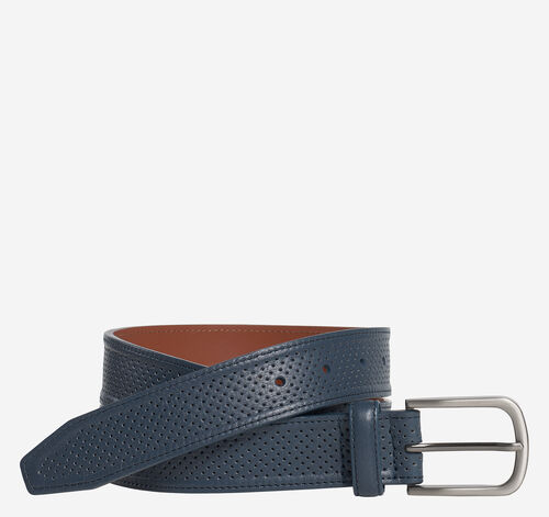Soft Perforated Leather Belt - Navy