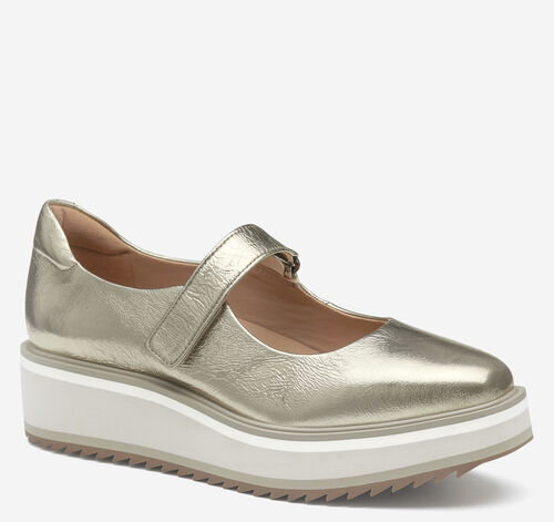 Gracelyn Mary Jane - Gold Crinkle Metallic Sheepskin