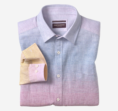 Washed Linen-Blend Shirt - Blue/Pink Ombré