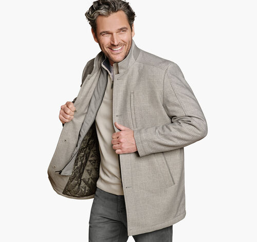 Upton Car Coat - Oyster Plaid