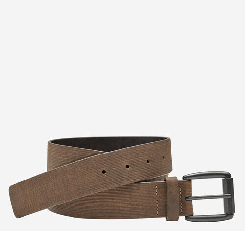 Scored Roller Buckle Belt - Brown Oiled