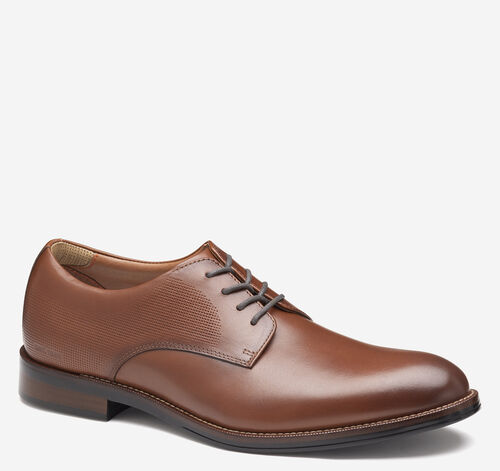XC+&trade; Copley Plain Toe - Cognac Embossed Waterproof Full Grain Leather