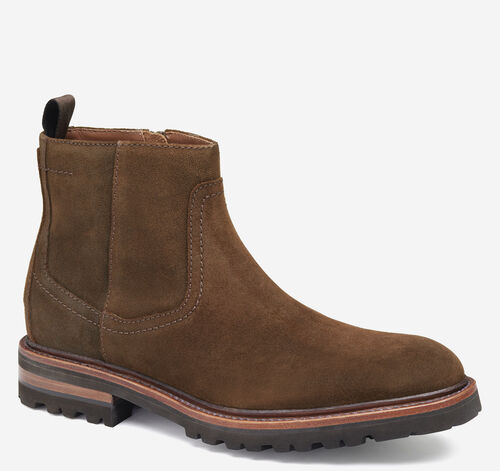 Dudley Lug Zip Boot - Brown Waxed English Suede